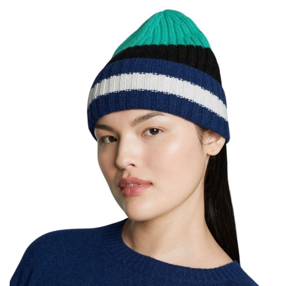 Everlane Cashmere Blend Ribbed‎ Beanie Striped Knit Winter Hat Unisex OS NWT